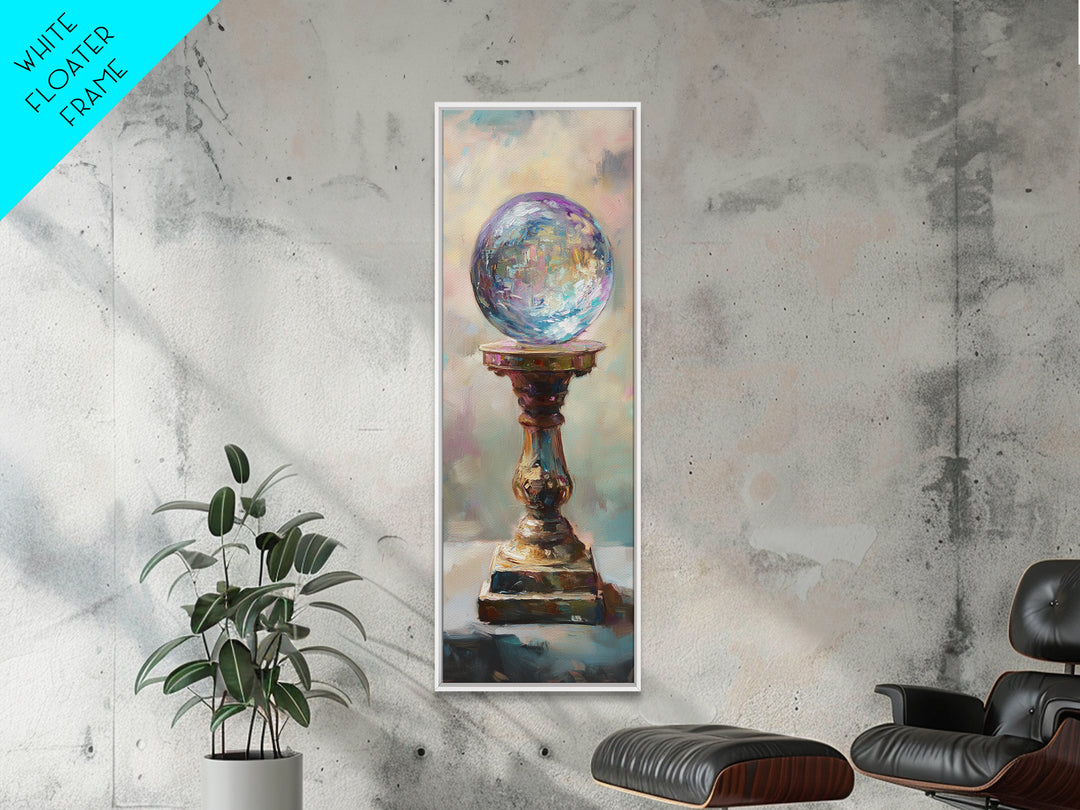 Mystic Crystal Ball On Pedestal Canvas Print, Celestial Wall Decor, Fantasy Art Print, Witchy Decor, Gift For Her, Boho Home Decor