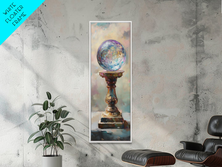 Mystic Crystal Ball On Pedestal Canvas Print, Celestial Wall Decor, Fantasy Art Print, Witchy Decor, Gift For Her, Boho Home Decor