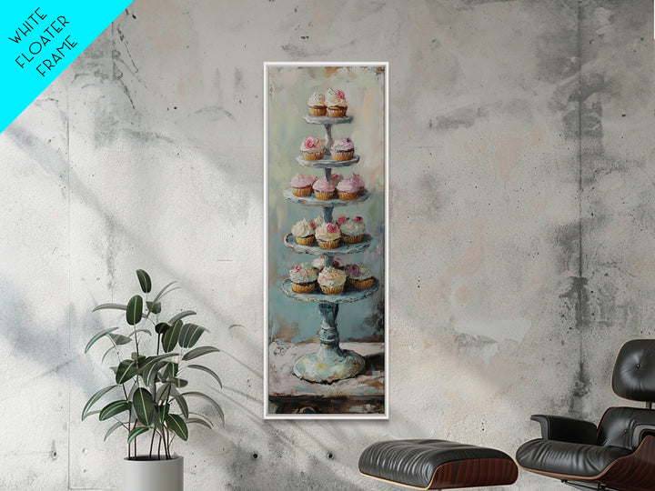 Tiered Cupcake Stand Still Life Canvas Print, Bakery Wall Art, Kitchen Decor, Patisserie Print, Gift For Baker, Cafe Decor