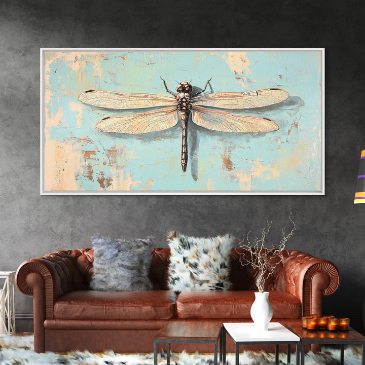 Detailed Dragonfly Insect Wall Art, Nature Canvas Print, Entomology Decor, Botanical Wall Decor, Rustic Wildlife Art, Home Decor