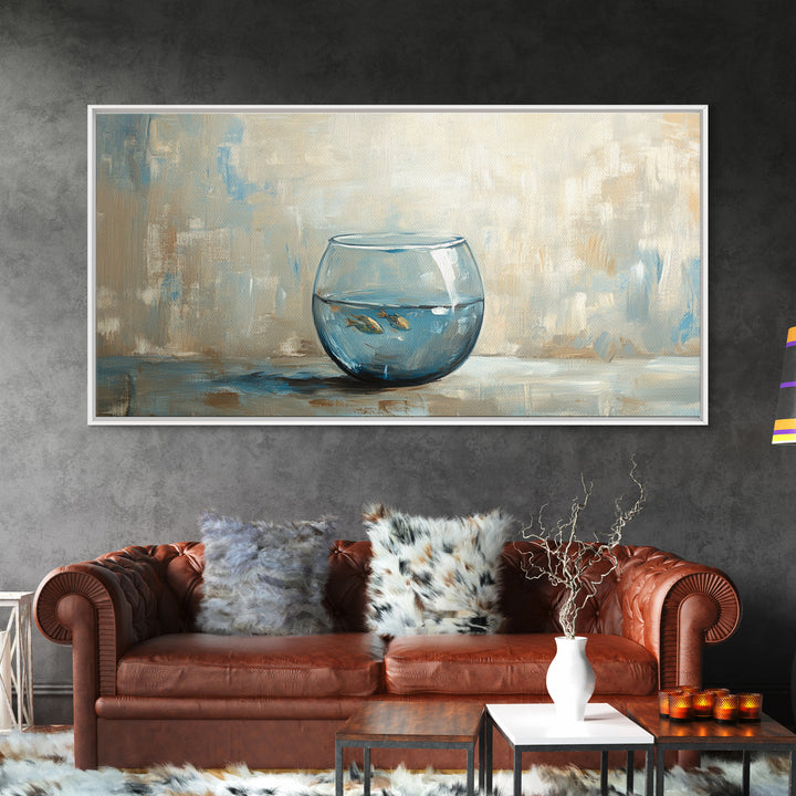 Goldfish Bowl Still Life Canvas Print, Coastal Wall Art, Ocean Animal Art, Neutral Home Decor, Bathroom Wall Decor Gift Idea