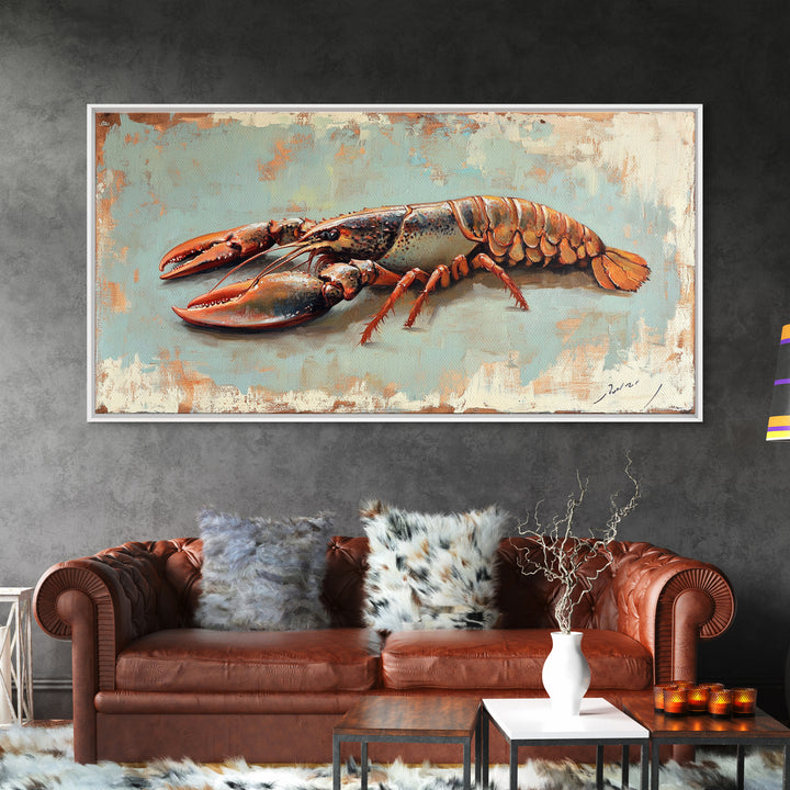 Red Lobster Seafood Still Life Wall Art, Coastal Kitchen Decor, Nautical Canvas Wall Art, Beach House Dining Room Gift Idea