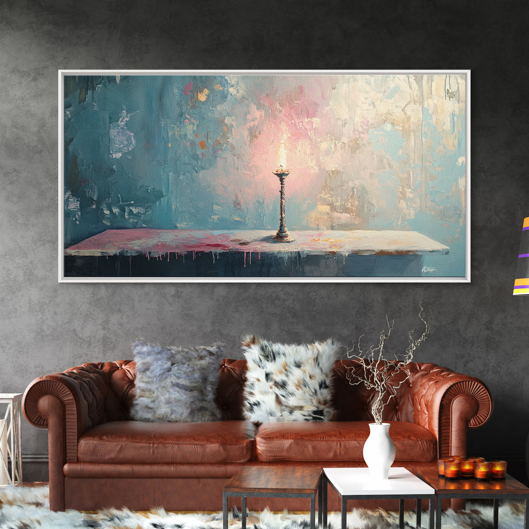 Lonely Candle Glow Minimalist Wall Art, Moody Abstract Canvas Print, Calming Bedroom Decor, Modern Living Room Art, Housewarming Gift