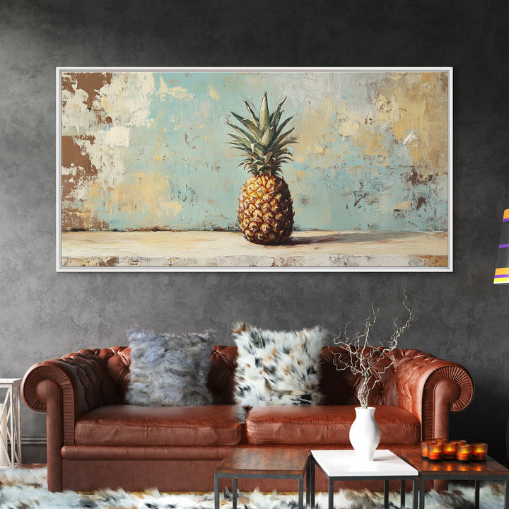 Single Pineapple Still Life Canvas Print, Tropical Kitchen Wall Art, Coastal Fruit Decor, Summer Beach House Wall Decor Print