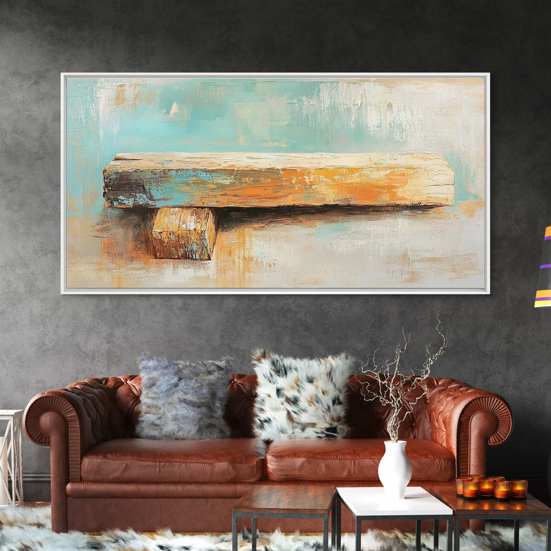 Weathered Wood Plank Abstract Wall Art, Rustic Textured Minimalist Canvas Print, Wabi Sabi Decor, Neutral Modern Home Decor