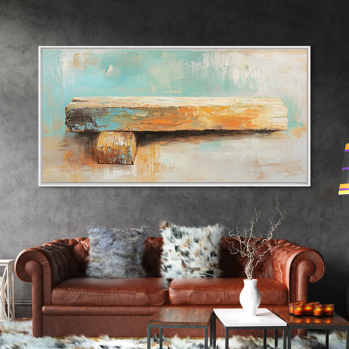 Weathered Wood Plank Abstract Wall Art, Rustic Textured Minimalist Canvas Print, Wabi Sabi Decor, Neutral Modern Home Decor