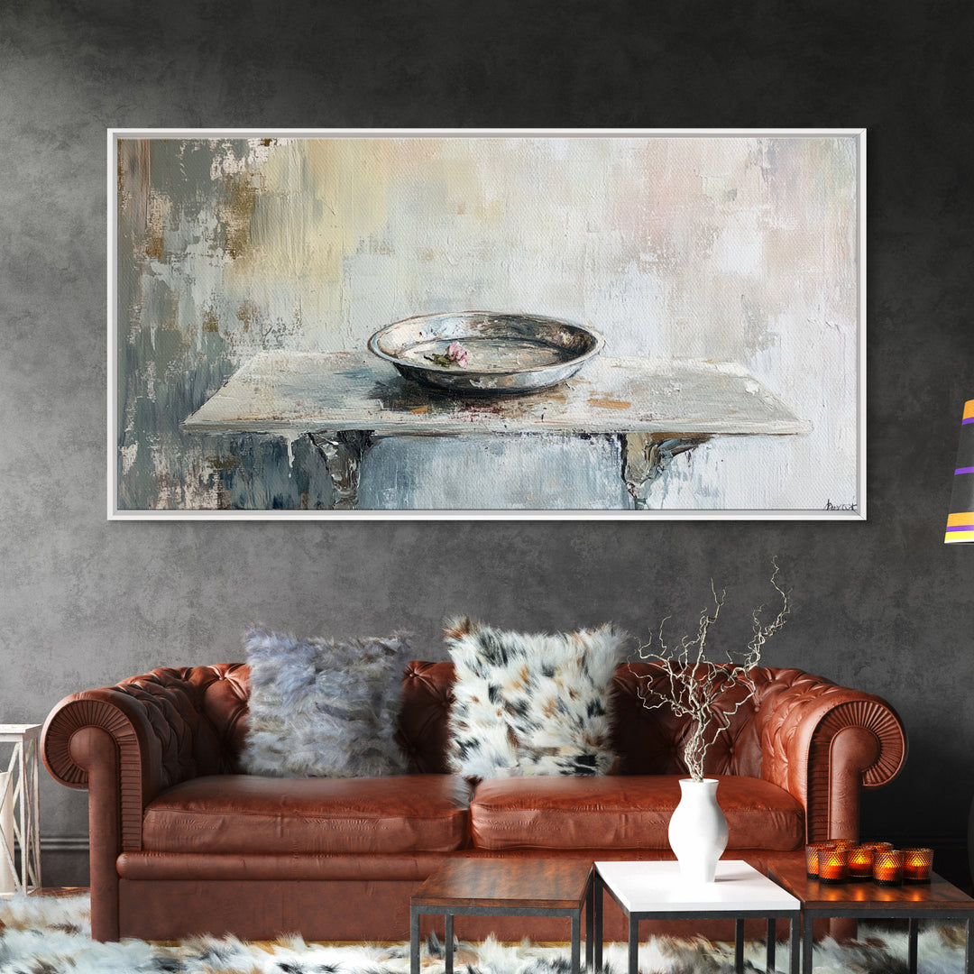 Wabi Sabi Ceramic Bowl Still Life Canvas Print, Neutral Wall Art, Minimalist Decor, Japandi Kitchen Wall Decor Gift Idea