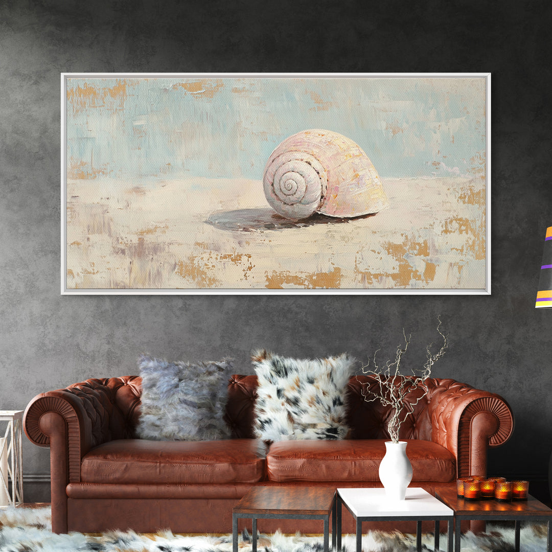 Minimal Pink Seashell Still Life Wall Art, Coastal Bathroom Decor, Beach House Canvas Print, Neutral Nautical Wall Decor, Gift For Her