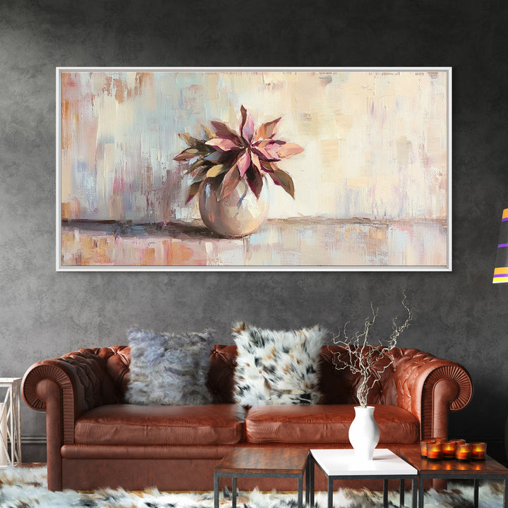 Succulent Plant In Ceramic Pot Wall Art, Botanical Canvas Print, Modern Home Decor, Neutral Bedroom Art Gift For Her, Housewarming Gift