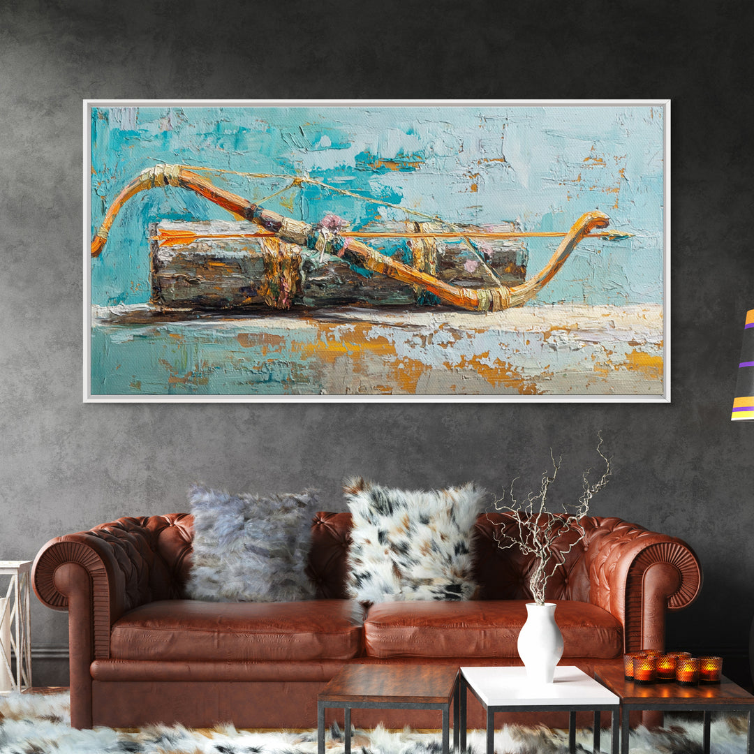 Rustic Bow And Arrow Still Life Wall Art, Western Decor Canvas Print, Cabin Wall Decor, Gift For Archery Lover, Man Cave Decor