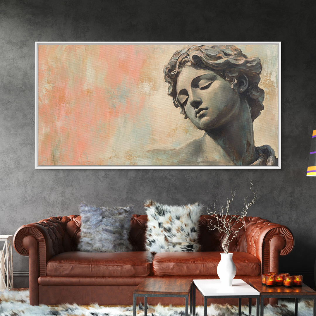 Classical Stone Bust Portrait Canvas Print, Renaissance Wall Art, Dark Academia Decor, Greek Statue Gift For Art Lover Classic Home Decor