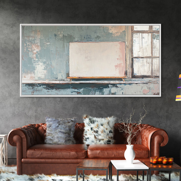 Blank Canvas By Window Wall Art, Minimalist Studio Decor, Neutral Abstract Canvas Print, Modern Office Living Room Art Gift