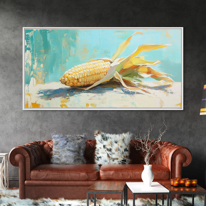Golden Corn Still Life Canvas Print, Farmhouse Kitchen Wall Art, Rustic Country Decor, Food Art Print For Dining Room Decor
