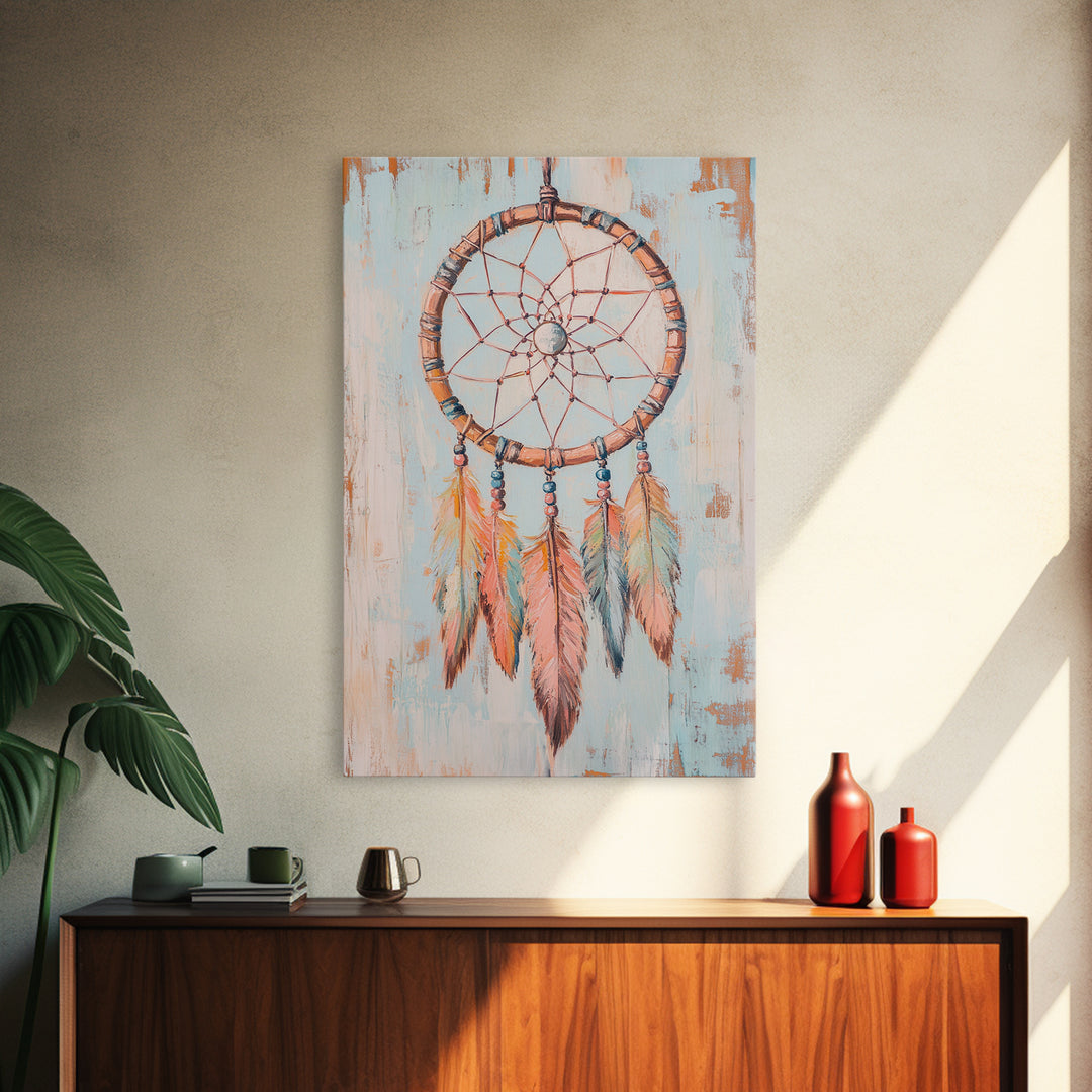 Boho Dreamcatcher Feathers Wall Art, Southwestern Canvas Print, Spiritual Home Decor, Nursery Wall Decor, Unique Gift Idea