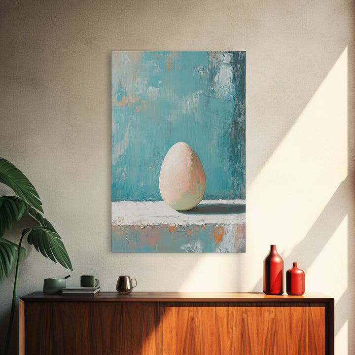 Minimal Egg Still Life Canvas Print, Neutral Kitchen Wall Art, Minimalist Wall Art For Modern Home Decor And Housewarming Gift