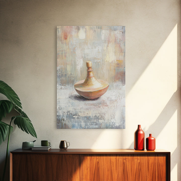 Minimal Spinning Top Still Life Canvas Print, Neutral Wall Art, Wabi Sabi Decor, Modern Minimalist Art Print For Office Decor