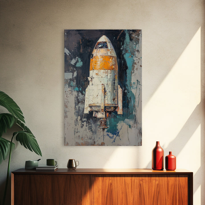 Retro Rocket Ship Spacecraft Wall Art, Sci Fi Wall Art, Futuristic Decor, Space Wall Decor, Gaming Room Art, Large Canvas Art