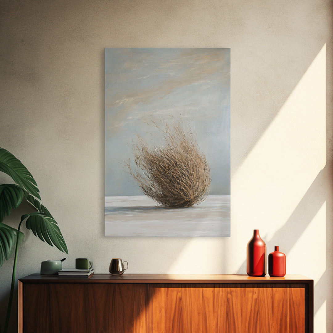 Minimalist Tumbleweed Wall Art, Neutral Desert Botanical Painting, Wabi Sabi Decor, Rustic Home Decor, Calming Wall Art Print