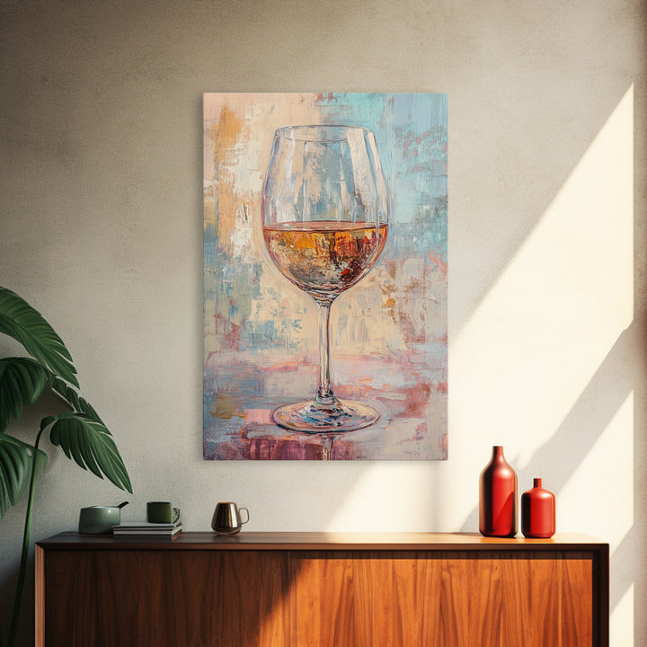 Sparkling Rosé Wine Glass Wall Art, Modern Kitchen Decor, Bar Cart Print, Dining Room Poster, Gift For Wine Lover, Home Decor