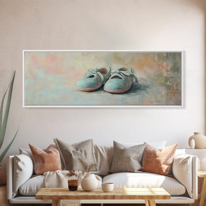 Soft Blue Baby Shoes Wall Art, Pastel Nursery Decor, Baby Room Wall Decor, New Mom Gift, Dreamy Neutral Bedroom Art Print