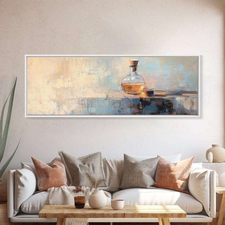 Whiskey Decanter And Glass Canvas Print, Moody Bar Art, Home Bar Decor, Masculine Office Wall Art, Man Cave Decor, Gift For Him