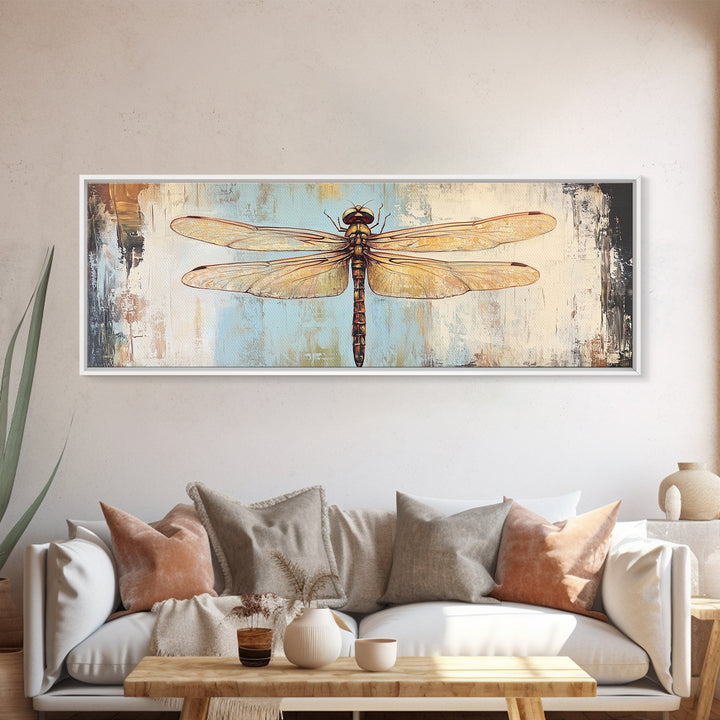 Detailed Dragonfly Insect Wall Art, Nature Inspired Canvas Print, Botanical Wall Decor, Rustic Wildlife Gift For Her, Office Decor