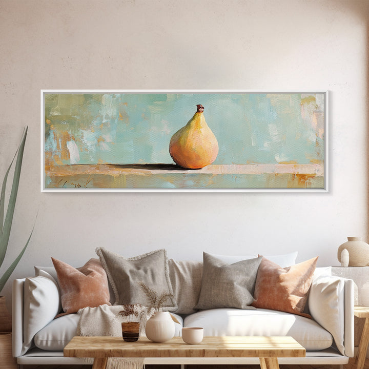 Golden Pear Still Life Framed Canvas Print, Rustic Kitchen Wall Art, Farmhouse Decor, Fruit Painting, Dining Room Decor Gift