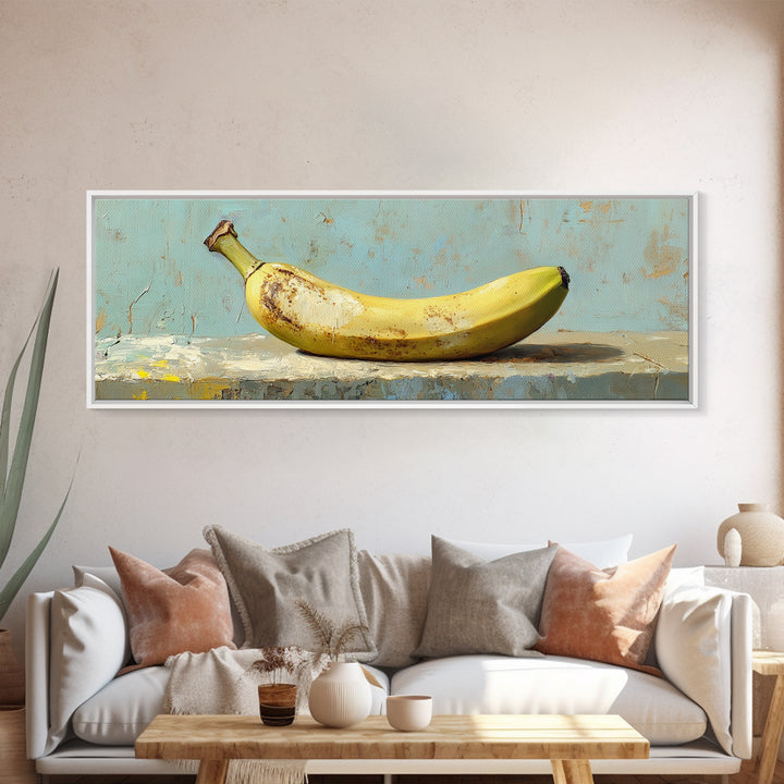 Rustic Yellow Banana Still Life Canvas Print, Whimsical Kitchen Wall Art For Food Decor Dining Room Decor And Housewarming Gift
