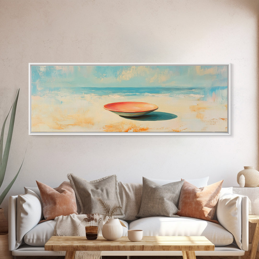Minimal Beach Bowl Seascape Wall Art, Coastal Canvas Print, Modern Nautical Decor, Serene Ocean Landscape Painting For Beach House