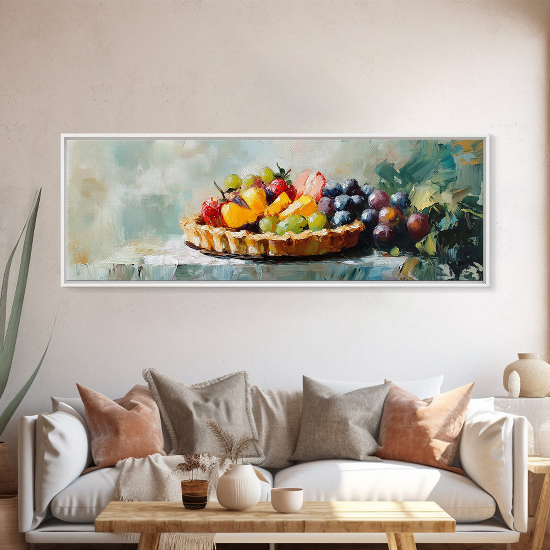 Colorful Fruit Tart Still Life Wall Art, Kitchen Canvas Print, Farmhouse Dining Room Decor, Foodie Gift, Vibrant Art Print