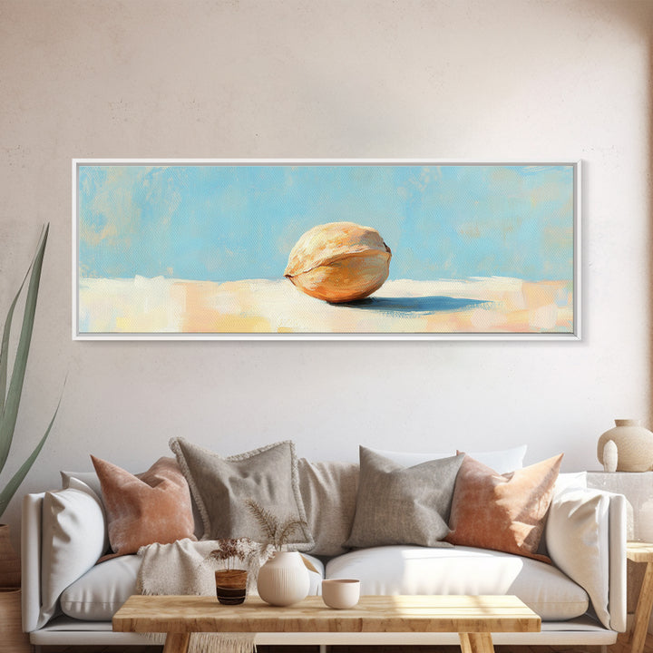Sunlit Seashell Minimalist Wall Art, Coastal Beach House Decor, Neutral Canvas Print For Bathroom Or Bedroom Wall Decor Gift