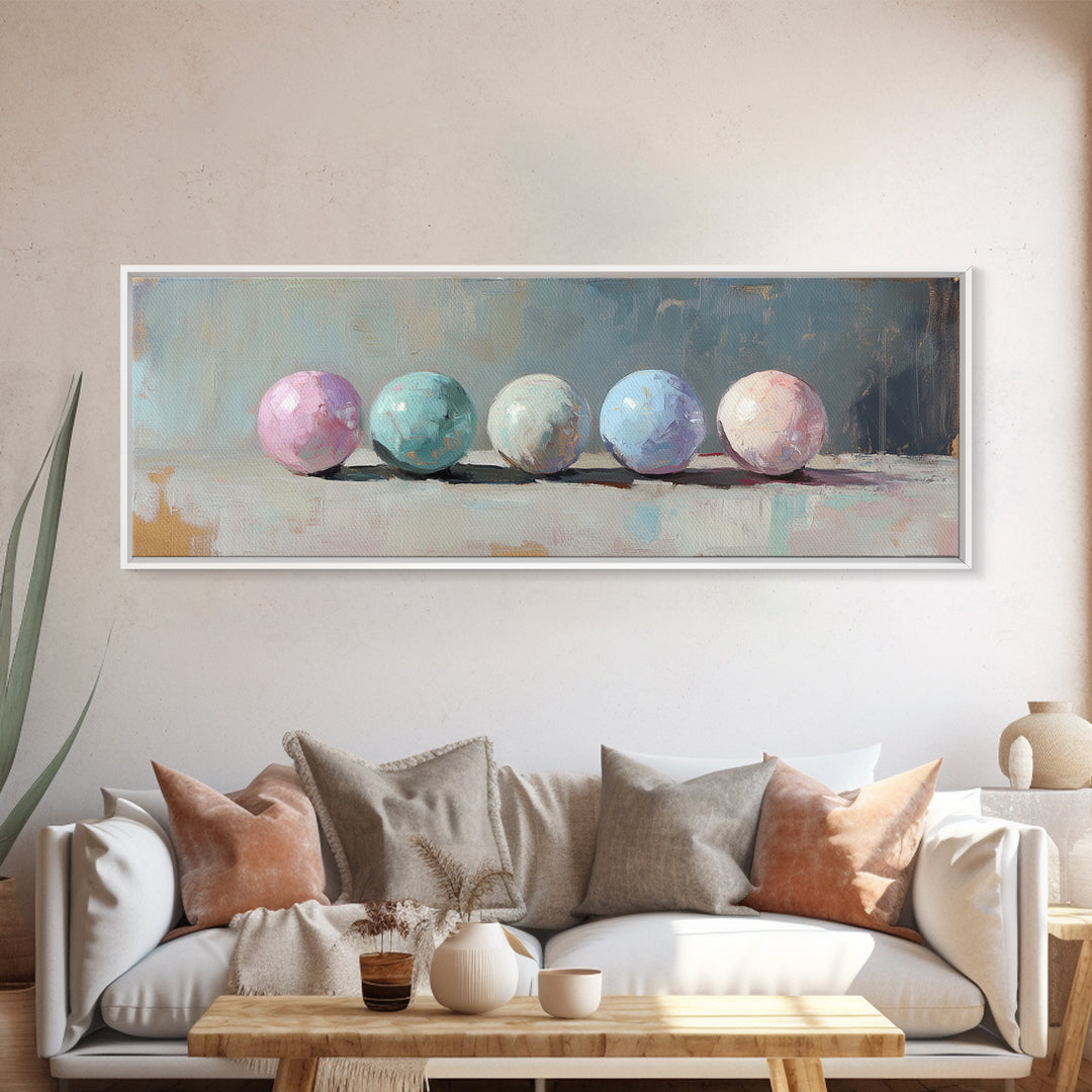 Soft Pastel Spheres Minimalist Wall Art, Abstract Canvas Print, Calming Bedroom Decor, Modern Neutral Home Decor Gift Idea