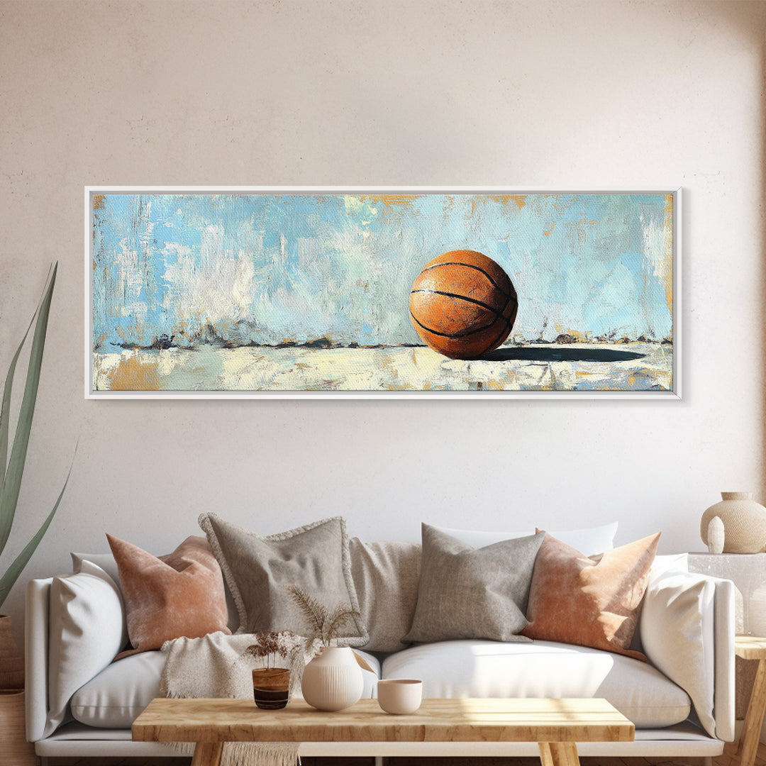 Basketball Canvas Print, Minimal Sports Wall Art, Boys Room Decor, Game Room Art, Gift For Him, Modern Man Cave Decor, Office Decor