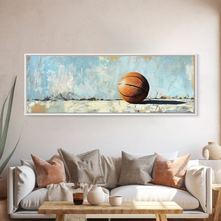 Basketball Canvas Print, Minimal Sports Wall Art, Boys Room Decor, Game Room Art, Gift For Him, Modern Man Cave Decor, Office Decor