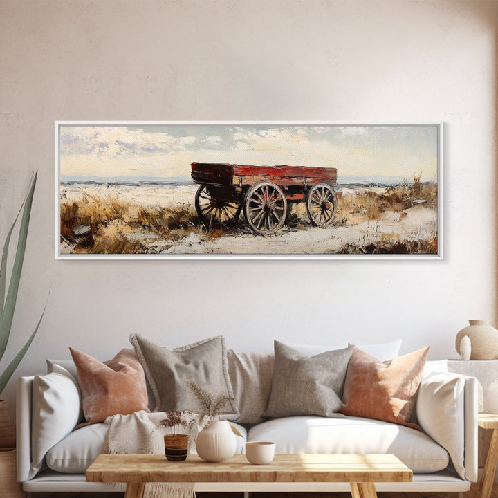 Red Farm Wagon In Snow Wall Art, Rustic Landscape Canvas Print, Farmhouse Decor, Country Winter Art, Cozy Home Decor Gift