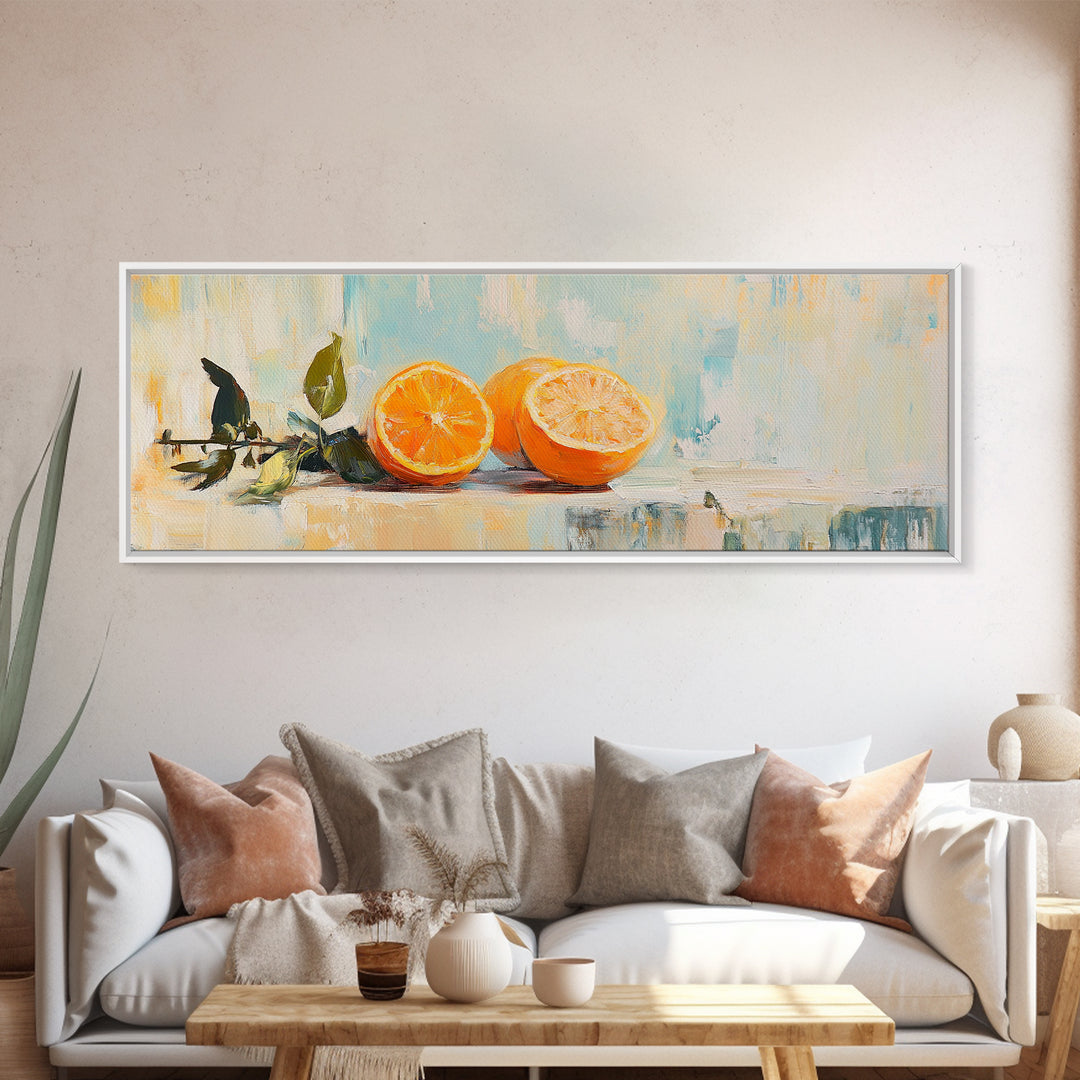 Fresh Orange Still Life Wall Art, Citrus Kitchen Canvas Print, Mediterranean Decor, Fruit Art, Dining Room Prints Gift Idea