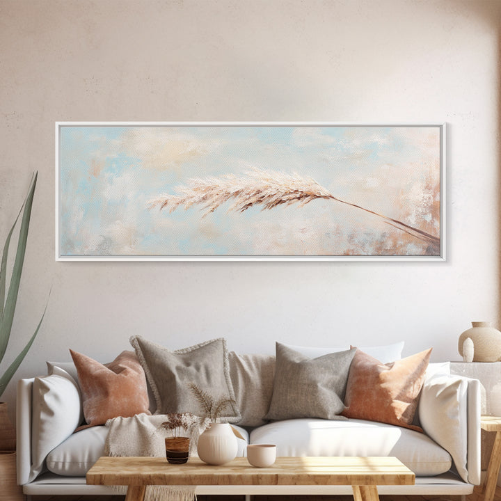 Soft Pampas Grass Feather Canvas Print, Neutral Wall Art, Minimalist Boho Decor, Calming Bedroom Above Bed Wall Home Decor