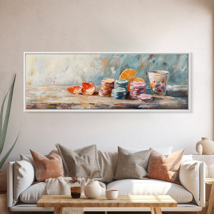 Pastel Macarons And Citrus Still Life Canvas Print, Kitchen Wall Art, French Patisserie Decor, Bakery Gift For Her, Cute Kitchen Decor