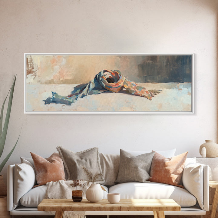 Soft Folded Scarf Still Life Canvas Print, Feminine Wall Art, Neutral Home Decor, Bedroom Decor, Gift For Her, Modern Art