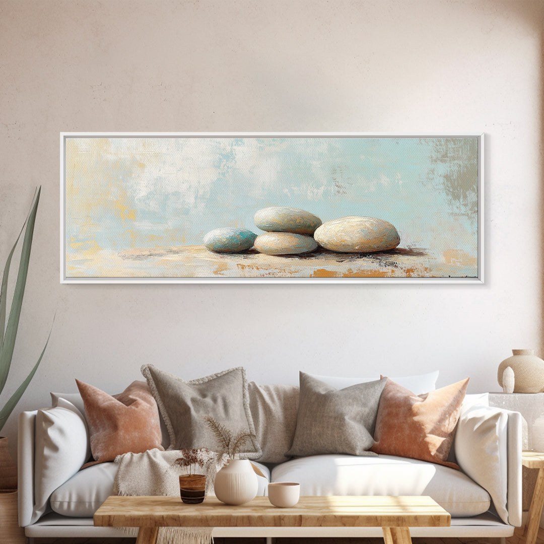 Stacked Smooth Stones Wall Art, Zen Spa Decor Print, Minimalist Bathroom Wall Decor, Calming Neutral Art, Meditation Room Decor