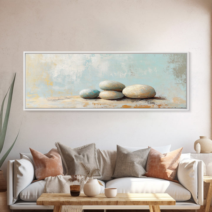 Stacked Smooth Stones Wall Art, Zen Spa Decor Print, Minimalist Bathroom Wall Decor, Calming Neutral Art, Meditation Room Decor