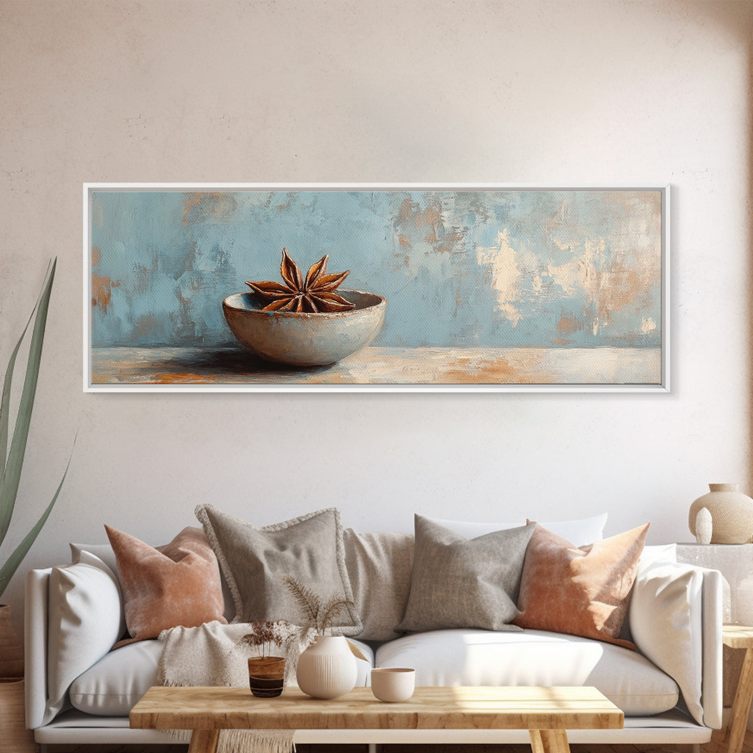 Star Anise Bowl Still Life Wall Art, Rustic Kitchen Decor, Neutral Canvas Print, Farmhouse Dining Room Artwork Home Decor Gift