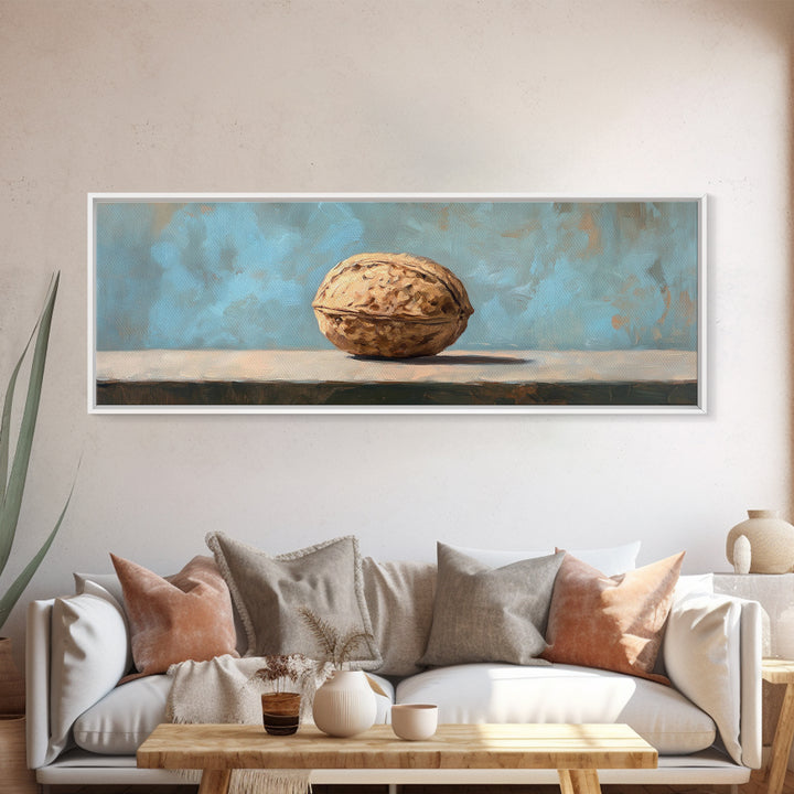Single Walnut Still Life Wall Art, Minimalist Rustic Kitchen Print, Neutral Food Painting, Modern Farmhouse Decor, Gift For Foodie