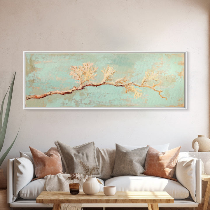 White Coral Branch Wall Art, Coastal Canvas Print, Beach House Decor, Minimalist Ocean Art For Serene Living Room Wall Decor