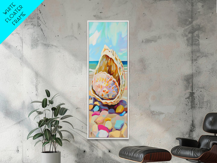 Pastel Seashells On Sunny Beach Wall Art, Coastal Canvas Wall Art, Beach House Decor, Ocean Art Print, Summer Home Decor