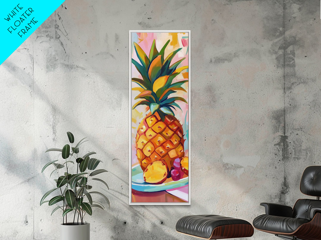 Vibrant Pineapple Still Life Canvas Print, Tropical Kitchen Wall Art, Colorful Fruit Art, Beach House Decor, Summer Gift