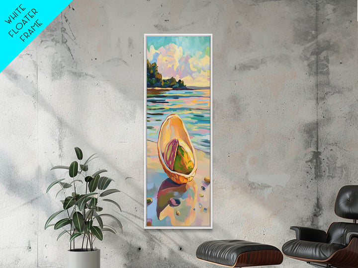 Seashell On Sunny Beach Canvas Print, Coastal Seascape Wall Art, Ocean Landscape, Beach House Decor, Summer Gift For Her