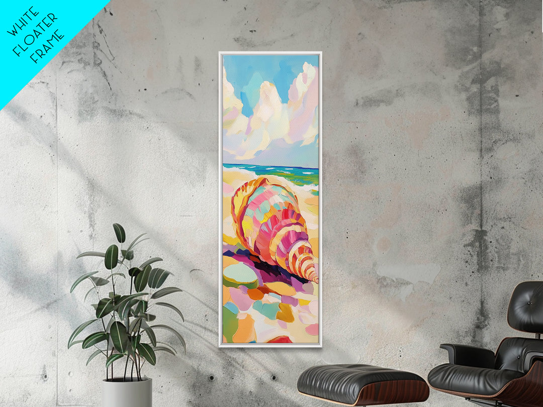 Large Seashell On Sunny Beach Canvas Print, Coastal Wall Art, Ocean Decor, Beach House Art Print, Summer Housewarming Gift
