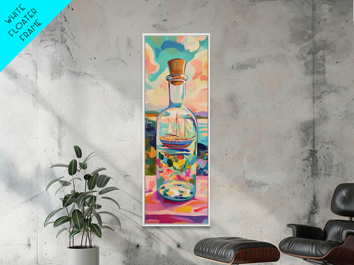 Sailing Ship In Glass Bottle Canvas Print, Coastal Wall Decor, Nautical Ocean Art, Beach House Decor, Gift For Sailboat Lover