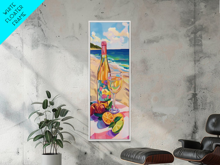 Champagne Bottle And Glass On Tropical Beach Canvas Print, Coastal Wall Art, Kitchen Decor, Wine Lover Gift, Summer Vibes Decor